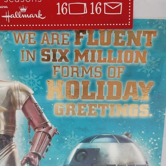 Hallmark Star Wars Christmas Cards 16 C3PO R2D2 Holiday Greetings Box Set - Picture 3 of 6